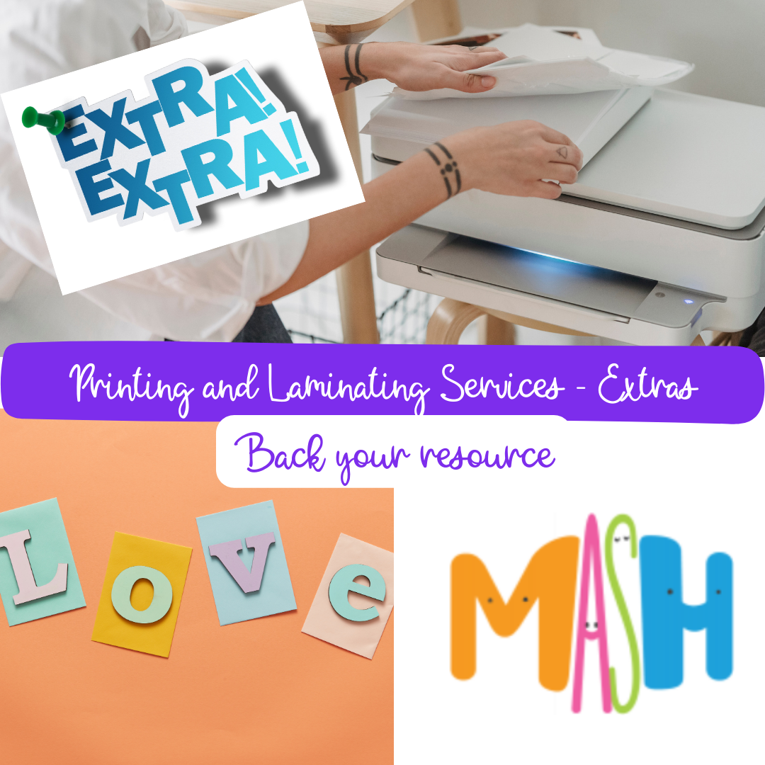 Printing and Laminating Service - Extras - Back your resource - A4 sized